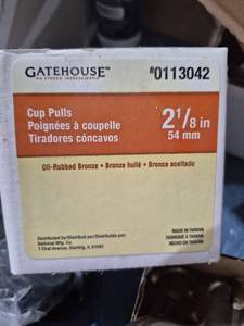 lot 20173 image: Gatehouse Oil-Rubbed Bronze Cup Pulls - 2-18 inch - Retail $28