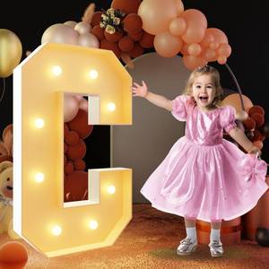 lot 1241 image: imprsv 3FT Block Marquee Letters Light Up Letters for Birthday Baby Shower Party Backdrop Decor, Large Light Up C for Wedding Decorations Engagement Party Decorations - Retail $30