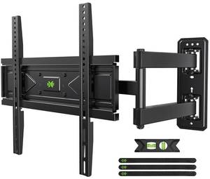 lot 1243 image: USX MOUNT Corner TV Wall Mount for 26-60 Inch TVs up to 80 lbs, Single Articulating Arm, Full Motion TV Wall Mount Bracket with Swivel and Tilt, Max VESA 400x400mm - Retail $27