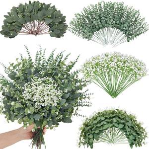 lot 1246 image: Faylifeway 120 Pcs 4 Kinds Mixed Eucalyptus Greenery Stems, Baby Breath Flowers Artificial Bulk and Greenery Stems for DIY Bouquets Wedding Home Floral Decor - Retail $37