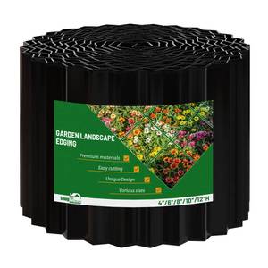 lot 1266 image: SnugNiture Corrugated Metal Garden Edging,6 x 50 Sturdy Lawn Edging Brooder,Landscape Edging Border for Lawn, Flower Bed,Garden and Yard(Black) - Retail $40