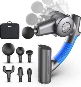 lot 1270 image: RENPHO R4 Massage Gun with Adjustable Arm, Back Massager for Athletes, Portable Deep Tissue Percussion Muscle Tool with Carry Case, Gifts for Men and Women - Retail $100