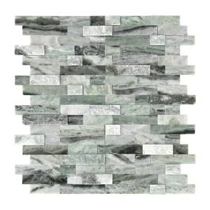 lot 1289 image: SUNWINGS Peel and Stick Mosaic Natural 3D Stone Self Adhesive Tiles, 12 x 11 5-Sheet Stick on Backsplash for Kitchen Bathroom Fireplace Vanity, Green - Retail $60