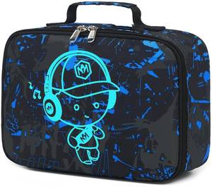 lot 2009 image: Bluboon Kids Blue Boy Unisex Meal Holder with Aluminum Insulation, 8.7 x 6.3 x 7.5 - Retail $24