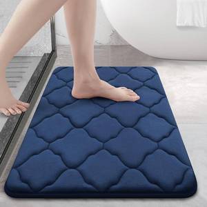 lot 2010 image: OLANLY Memory Foam Bath Mat Rug 24x16, Ultra Soft and Absorbent Bathroom Rugs, Non-Slip, Comfortable, Machine Washable Bath Carpet for Bathroom Floor, Tub, Shower and Home Decor Accessories, Navy - Retail $16