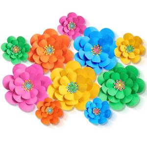 lot 2018 image: Mooliwe 10 Set Mexican Paper Flowers Decorations for Wall DIY Fiesta Bulletin Board 3D Handcrafted Paper Flowers Backdrop Decoration for Mexican and Holiday Party (Bright) - Retail $15