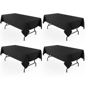 lot 2028 image: Pureegg Rectangle Table Cloth 60 x 102  Durable Polyester Tablecloth Offers Reusable &amp Washable Protection, Ideal for Outdoor Party, Picnic, Wedding, Banquet and Birthday, 4 Pack, Black - Retail $25