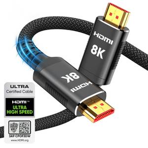 lot 2034 image: Snowkids 8K Certified HDMI 2.1 Cable 10 ft, 48Gbps Ultra High-Speed HDMI Cables Cord, 10K 8K60Hz, 4K120Hz Compatible for TVLaptopMonitorPS-5X-boxProjectorEntertainmentSound System & More - Retail $7