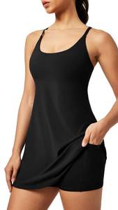 lot 2037 image: IUGA Tennis Dress for Women Athletic Golf Workout Dress with Built-in Shorts and Bra, Adjustable Straps & Pockets Black XXL - Retail $36
