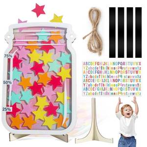 lot 2038 image: Personalized Magnetic Reward Jar, Star Jar with Colorful Letter Stickers, Ideal for Classroom Reward Jar System, Home Chore and Responsibility Chart, Positive Behavior and Routine Training(35PCS Star) - Retail $19