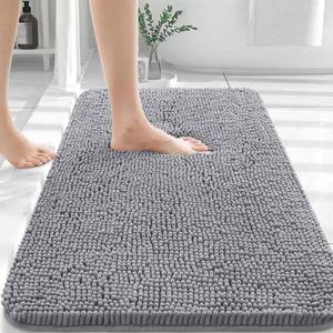 lot 2040 image: OLANLY Bathroom Rugs 30x20, Extra Soft Absorbent Chenille Bath Rugs, Rubber Backing Quick Dry, Machine Washable Bath Mats for Bathroom Floor, Tub and Shower, Home Decor Accessories, Grey - Retail $9