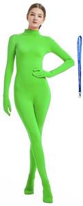 lot 2041 image: Full Bodysuit With Zipper Helper Womens Costume Without Hood Spandex Stretch Zentai Unitard Body Suit (Medium, Lime Green) - Retail $13