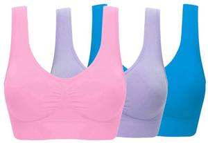 lot 2042 image: ohlyah Womens Seamless Wire-Free Bra with Removable Pads Pack of 3 L - Retail $22