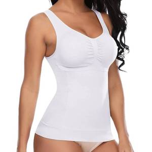 lot 2055 image: Camisole Tops for Women Tummy Control Shapewear Tank Tops with Built in Bra Body Shaper- White M - Retail $18
