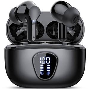 lot 2061 image: Wireless Earbuds, Bluetooth 5.4 Headphones HiFi Stereo, Bluetooth Earbuds with ENC Noise Cancelling Mic, IP7 Waterproof in Ear Earphones, 48H, LED Display Ear Buds for Pad Workout Sports, Black - Retail $24