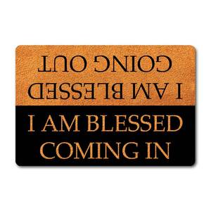 lot 2080 image: FunXiLin Funny Welcome Doormat(23.6 x 15.7 inch) Non-Slip mat Gift mat Personalized Home Decor mats for in Door Kitchen Entrance Rugs and Mats (I AM Blessed Coming in & Going Out) - Retail $19