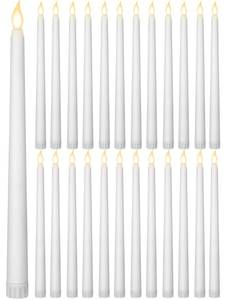 lot 2085 image: Treela 24 Pcs Flameless Taper Candles Battery Operated Bulk Fake 11 Inch Candles Light LED Candlesticks Flickering Tapered for Wedding Halloween Christmas Decoration(White,Basic) - Retail $33