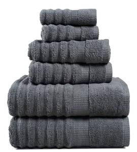 lot 2088 image: LANE LINEN Bathroom Towels Set - 2 Bath, 2 Hand Towels for Bathroom and 2 Wash Cloths for Body - Highly Absorbent, Soft, Premium 100% Cotton Bath Towel Set for Everyday Use (Set of 6) - Space Grey - Retail $25