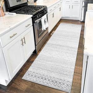 lot 2094 image: Nailttos Hallway Runner Rug 2x6, Ultra Soft Moroccan Distressed Kitchen Runner Rug with Rubber Backing, Washable Low-Pile Boho Bathroom Rugs for Bedroom Bathroom Laundry greenish blue not white  - Retail $37