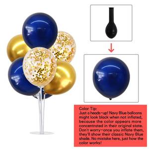 lot 2110 image: TONIFUL 4 Set Navy Blue Gold Balloon Centerpieces for Table,Balloons Stand Kit for Graduation Decorations 2025 Class of 2025 Party Decorations,New Year,Anniversary,Homecoming,Birthday Decoration - Retail $14
