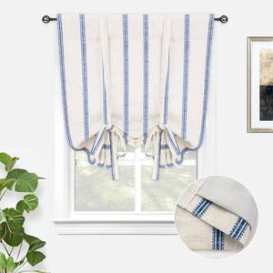lot 2117 image: DriftAway Farmhouse Double Layer Linen Blackout Tie Up Curtains Thermal Insulated Vertical Striped Fully Lined Balloon Roman Shade Bathroom Window Adjustable Rod Pocket 25 Inch by 47 Inch Navy - Retail $28