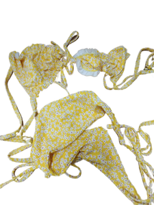 lot 2325 image: Yellow flower pattern bikini size M&nbsp