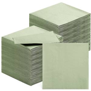 lot 2333 image: 200 Pieces Cocktail Napkins 2 Ply Beverage Napkin Disposable Paper Napkins for Dinner Wedding Birthday Graduation Holiday Party Restaurant Bar Bridal Anniversary Event (Sage Green) - Retail $13