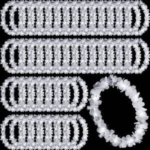 lot 2340 image: Sherr 48 Pcs LED Hawaiian Leis Light up Flower Leis Necklace with LED Lights Luau Flowers Necklaces for Masquerade Beach Wedding Tropical Themed Party Supplies(White) - Retail $55