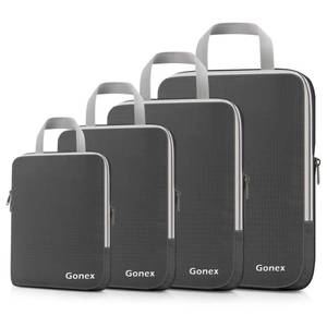lot 2347 image: Gonex Compression Packing Cubes, 4pcs Expandable Storage Travel Luggage Bags Organizers (Deep Gray) - Retail $30