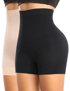 lot 2354 image: Tummy Control Shapewear Shorts for Women High Waisted Body Shaper Shaping Underwear Slip Shorts Under Dress (2 Pack High Waist-2, Medium) - Retail $3
