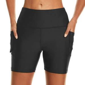 lot 2355 image: HODOSPORTS Womens 5 Swim Shorts UPF 50 High Waisted Board Shorts with Pockets Liner Quick Dry Swimsuit Bottoms Black XL - Retail $20