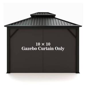 lot 2360 image: Hugline Gazebo Universal Replacement Privacy Curtain 10 x 10 Gazebo Side Wall Outdoor Privacy Panel with Zipper (Black) - Retail $177