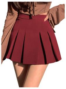 lot 2364 image: SOLY HUX Womens Pleated Skirt High Waisted A Line Casual Mini Skirts Pure Rose Red Small - Retail $34