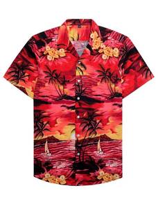 lot 2370 image: Alimens & Gentle Hawaiian Shirt for Men Summer Beach Casual Short Sleeve Button Down Shirts Printed Tropical Vacation Shirts L - Retail $19