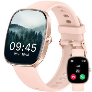 lot 2379 image: Smart Watch for Men Women MakeAnswer Calls,1.83Fitness Tracker with Sleep TrackerBlood PressureHeart Rate Monitor,Pedometer,100 Sport Modes,IP68 Waterproof,350 Mah, Compatible with Android&iPhone - Retail $20