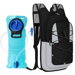 lot 2382 image: Hydration Backpack - Lightweight Water Backpack with 2L Water Bladder Bag, Running Hydration Vest Backpack for Men Women, Hydration Pack for Hiking, Cycling, Climbing MIYCOO (Black Gray, 10L) - Retail $20