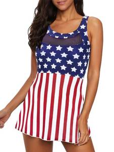 lot 2400 image: Patriotic Swimsuits for Women 4th of July Bathing Suit American Flag Swim Dress Fourth of July Swimsuit July 4th Swimwear Flag Print 10-12 - Retail $26
