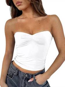 lot 2407 image: ForeFair Womens Sexy Strapless Tube Tops Backless Bandeau Sleeveless Basic Going Out Tops Summer Tank Top(S,White) - Retail $17