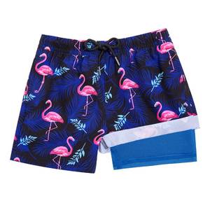 lot 2408 image: BRISIRA Boys Swim Trunks Bathing Suit Compression Boxer Brief Liner Swim Shorts Swimsuit Anti-Chafe Toddler Kids Youth Teen Flamingo - Retail $27