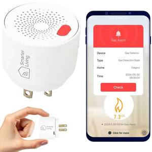 lot 2412 image: Smarter Living - WiFi Gas Alarm Leak Detector for Natural Gas, Propane, Methane, Butane, LPG, LNG, Flammable Explosive Gases, Reliable Sensor, Phone Notifications, Plug in, Trailer, RV, Home - Retail $50