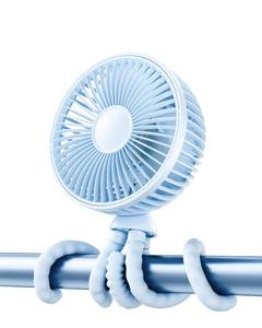 lot 2431 image: Gaiatop Oscillating Baby Stroller Fan with LED Night Light, 4 Speeds Cooling Rechargeable 360° Rotate Clip On, Battery Operated Small Portable Fans for Car Seat Crib Treadmill Travel - Retail $10