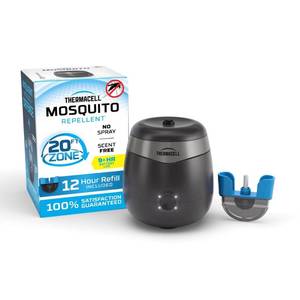 lot 2433 image: Thermacell Mosquito Repeller E-Series Rechargeable with 20 Mosquito Protection Zone Up to 9-Hr Battery Life Includes 12-Hr Refill Flame or Scent DEET-Free Bug Spray Alternative - Retail $33