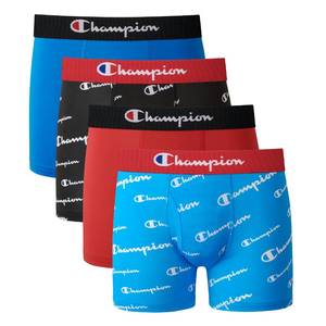 lot 2445 image: Champion Boys Underwear, Everyday Active Stretch Boxer Briefs, Assorted 4-Pack, BlueRedScripts, Medium - Retail $20