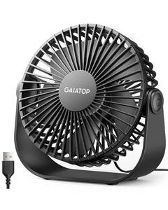 lot 2448 image: Gaiatop USB Desk Fan, 3 Speeds Strong Airflow, 5.5 Inch Portable 90° Rotate Quiet Cooling, Small Personal Table Fans for Bedroom Home Office Travel Black - Retail $8