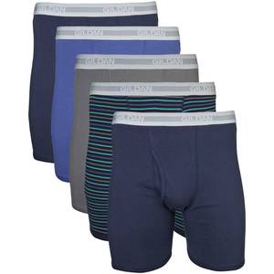 lot 2450 image: Gildan Mens Underwear Boxer Briefs, Multipack, Mixed Navy (5-Pack), X-Large - Retail $15