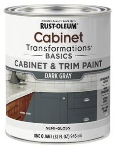 lot 2456 image: Rust-Oleum 372010 Transformations Basics Cabinet & Trim Paint, Quart, Dark Gray 32 Fl Oz (Pack of 1) - Retail $66