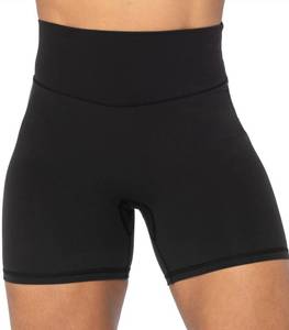 lot 2458 image: Sunzel High Waist Biker Shorts for Women No Front Seam Soft Yoga Workout Gym Bike Shorts Tummy Control Squat Proof Black - Retail $20
