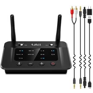 lot 2459 image: 1Mii B03 Bluetooth 5.3 Transmitter Receiver for TV Home Stereo BT Headphones, aptX Low Latency & HD & AD Bluetooth Audio Adapter, Splitter for Wired & Wireless, Optical RCA AUX 3.5mm InputsOutputs - Retail $50