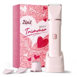 lot 2488 image: Bikini Trimmer for Women - Painless Electric Razors for Silk Skin,Cordless Body Shaver for Trip,Replaceable Lady Facial Razor, IPX7 Waterproof&Easy Cleaning, Ceramic Blade, USB Charge Dock Pink - Retail $24