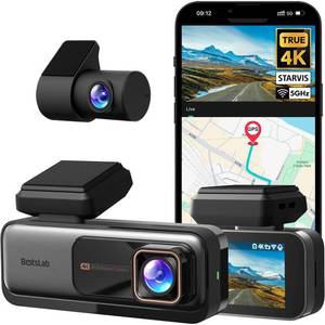 lot 2494 image: BOTSLAB 4K Dash Cam Front and Rear, 170° Ultra Wide Dashcam with ADAS, Night Vision, 247 Parking Mode, Sony IMX415 Sensor, WDR, Free 64GB SD Card, 5G2.4G WiFi, Built-in GPS, Loop Recording - Retail $130